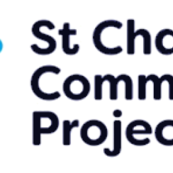 St Chad's Community Project logo, 4 stylised heads and arms in a circle