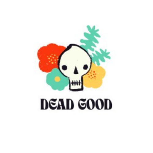 Dead Good text with a skull