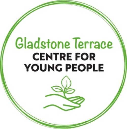 Circle logo featuring a hand with a leaf growing from the palm 