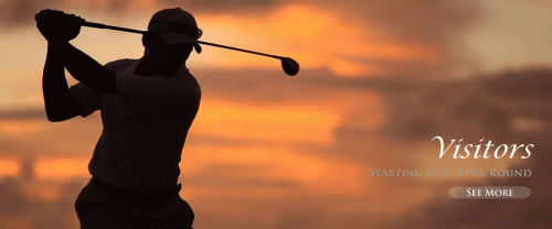 photo showing silhouette of a golfer with the sun setting behind him 