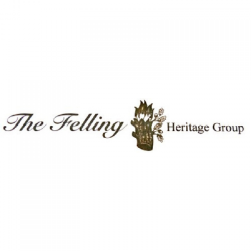 Calligraphic text reading 'The Felling' and plain text following, reading Heritage Group