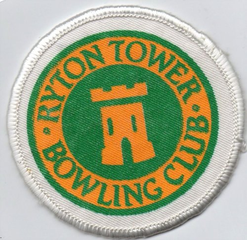 photo of the group badge with words Ryton Tower Bowling Club