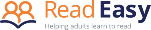 Logo of two people reading together with text saying Read Easy helping adults learn to read