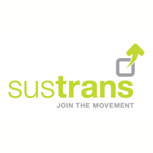 sustrans written in lime green on white background