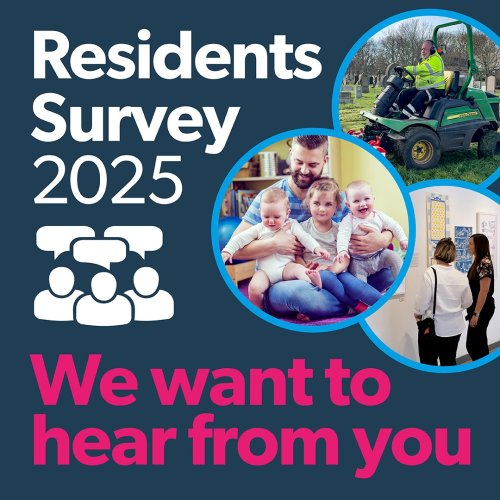 Resident Survey image with text 'We want to hear from you!'