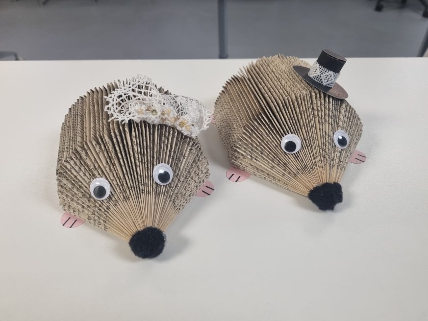 Book Folded Bride and Groom Hedgehogs
