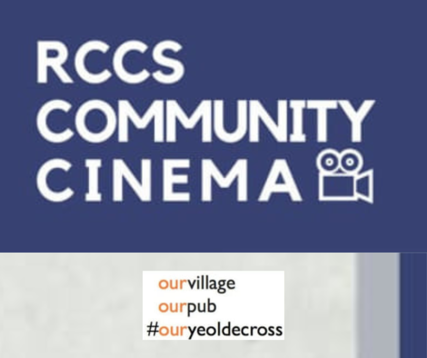 Community cinema with blue and grey background