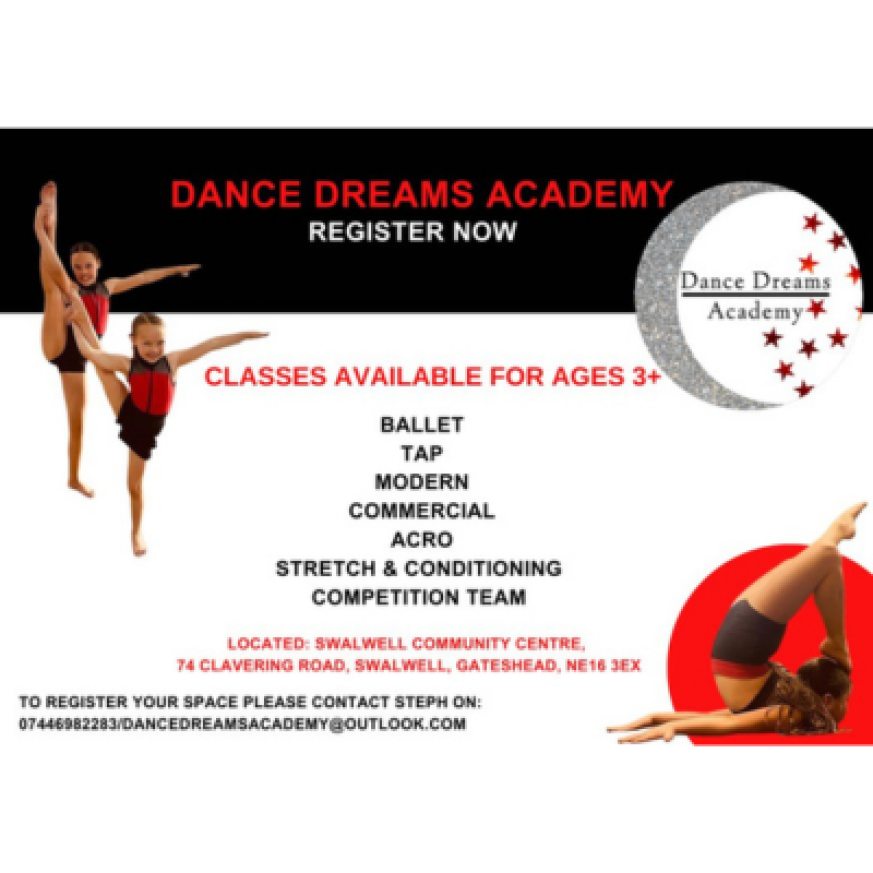 A dance class for ages 3 years + in Ballet, tap, modern, acro
