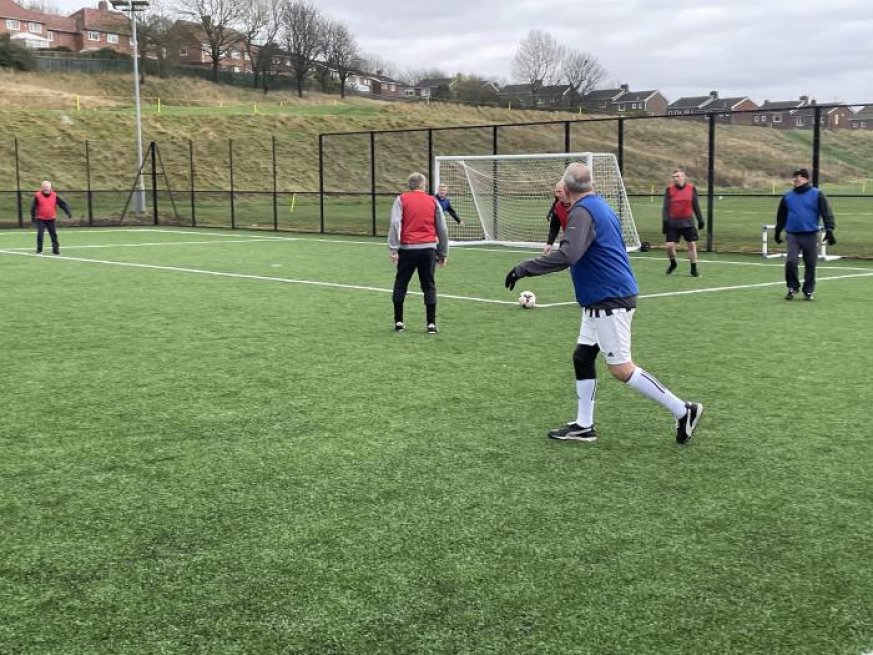 Walking football session at Gateshead Stadium