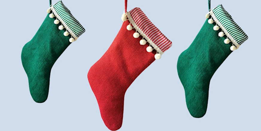 Christmas stockings created by textile artist Amy Trainor