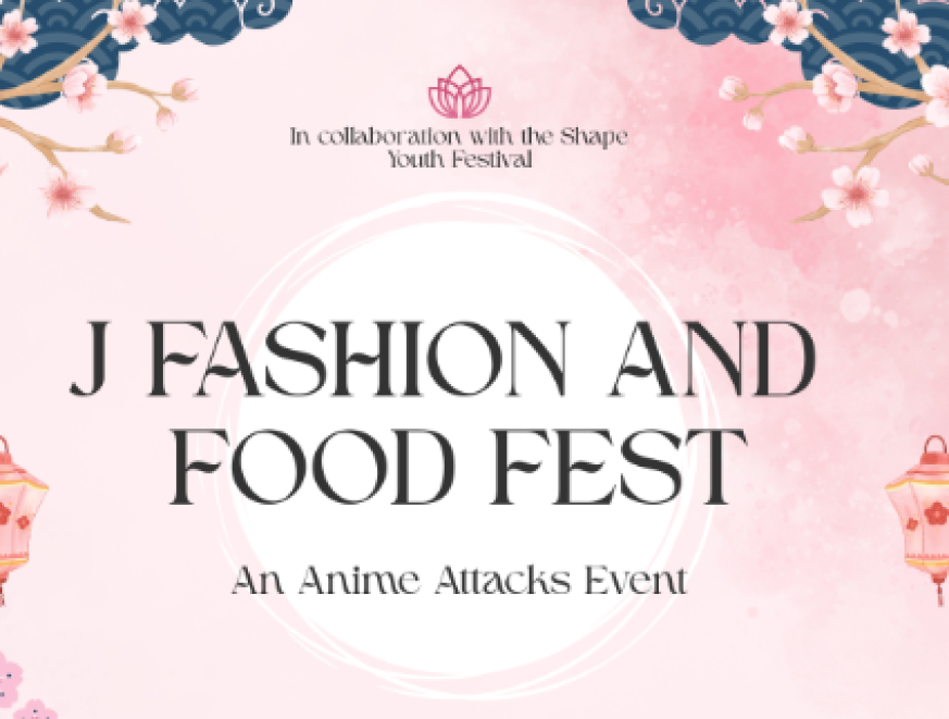 A sakura background with the words 'J Fashion and Food Fest' in bold.