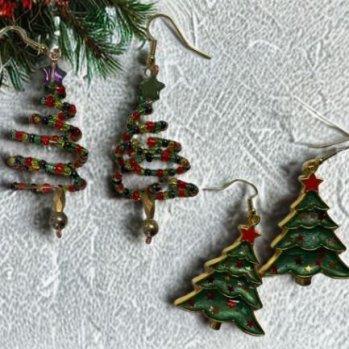 Two Pair of Christmas Tree Earrings