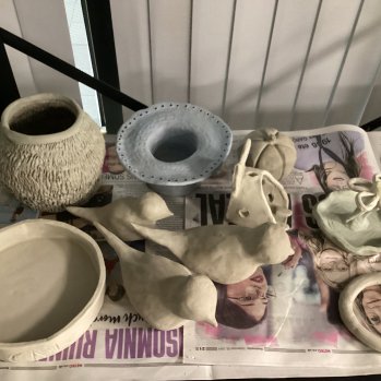 Pottery items on Shelve in Pottery Studio
