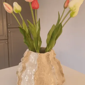Tulips in a Ceramic Vase