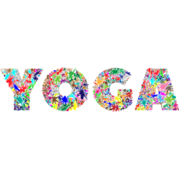 The word Yoga written in multi colours