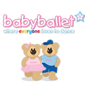 the words Bay Ballet in pink letters above an image of 2 teddies dancing