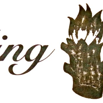 Calligraphic text reading 'The Felling' and plain text following, reading Heritage Group