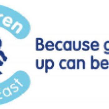 Large c shape with a child figure inside it. Strapline: Because growing up can be hard.