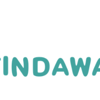 The Findaway logo. Findaway text in a light blue with orange accents