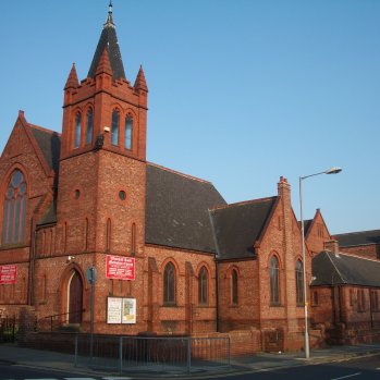 Whitehall Road Methodist Church, Bensham, Gateshead, as seen from the junction with Coatsworth Road
