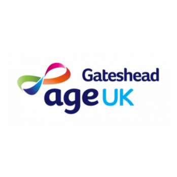 Age UK Gateshead logo with coloured ribbon