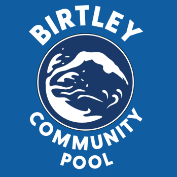 Logo of person diving into water surrounded by text Birtley Community Pool