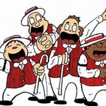 Cartoon of men singing