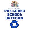 Logo. Reads: Gateshead West Pre-Loved Uniform Scheme. Cartoon of children and a recycling symbol.